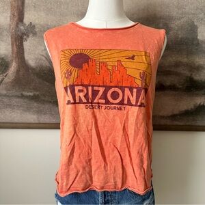 Arizona Desert Journey Orange Muscle Tee Open Back